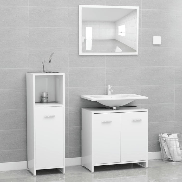 Set mobilier de baie, 3 piese, alb, lemn prelucrat - WALTI WALTI