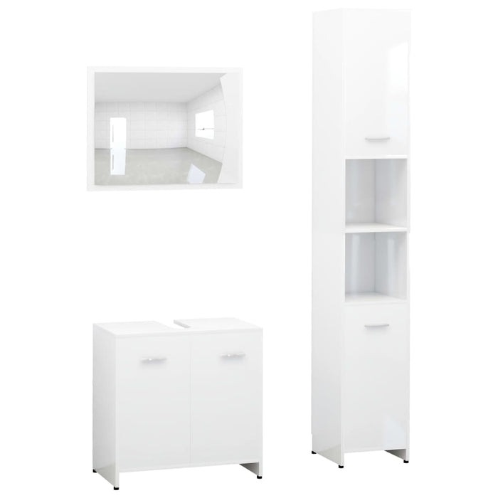Set mobilier de baie, 3 piese, alb, lemn prelucrat - WALTI WALTI