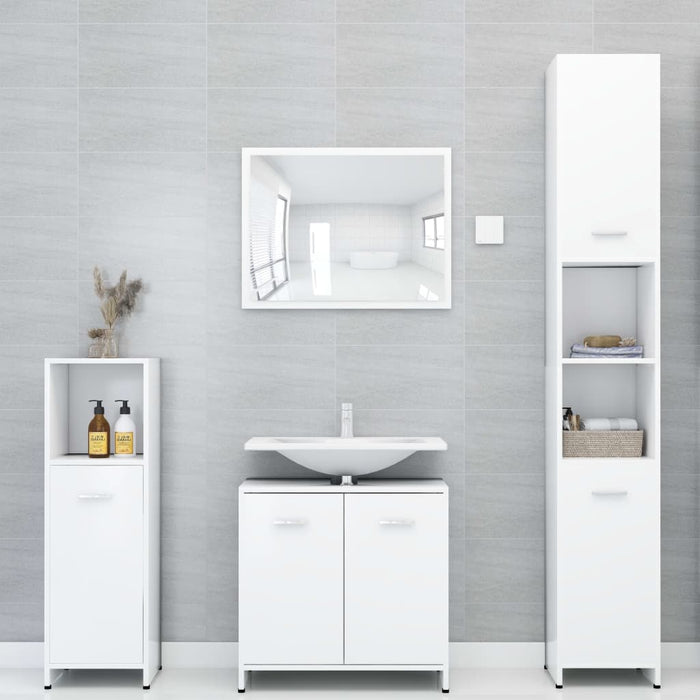 Set mobilier de baie, 3 piese, alb, lemn prelucrat - WALTI WALTI