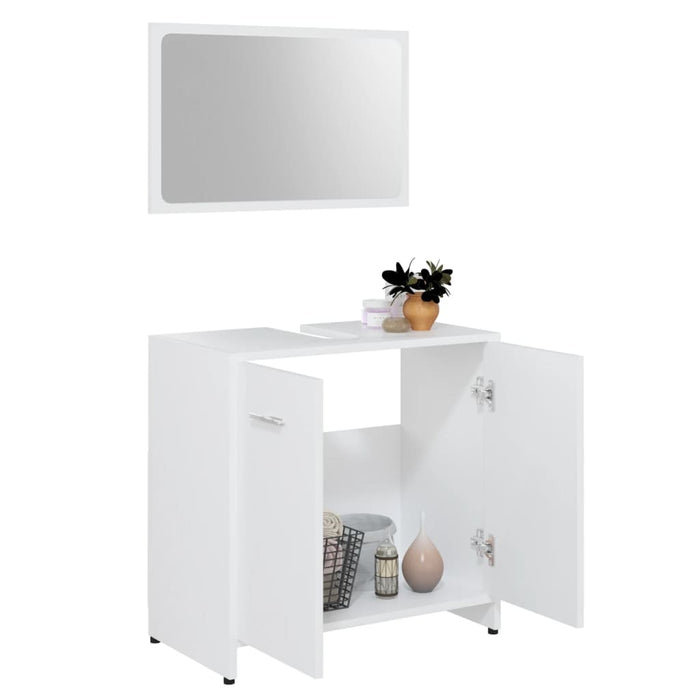 Set mobilier de baie, 3 piese, alb, lemn prelucrat - WALTI WALTI