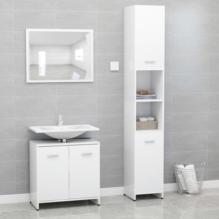 Set mobilier de baie, 3 piese, alb, lemn prelucrat - WALTI WALTI