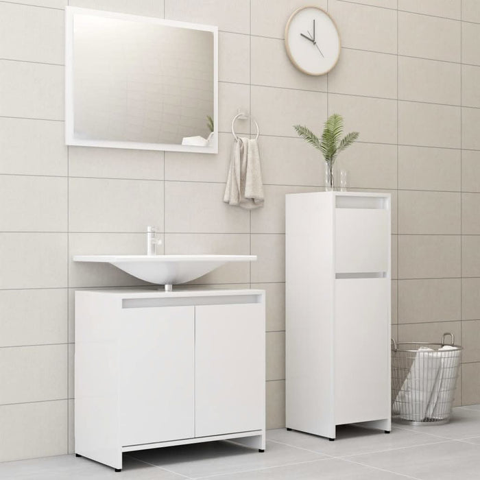 Set mobilier de baie, 3 piese, alb, lemn prelucrat - WALTI WALTI