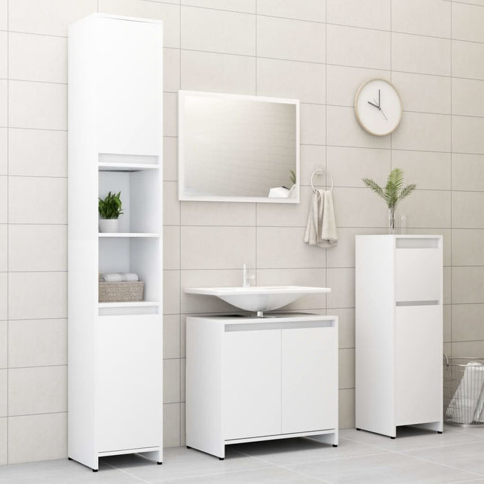 Set mobilier de baie, 3 piese, alb, lemn prelucrat - WALTI WALTI