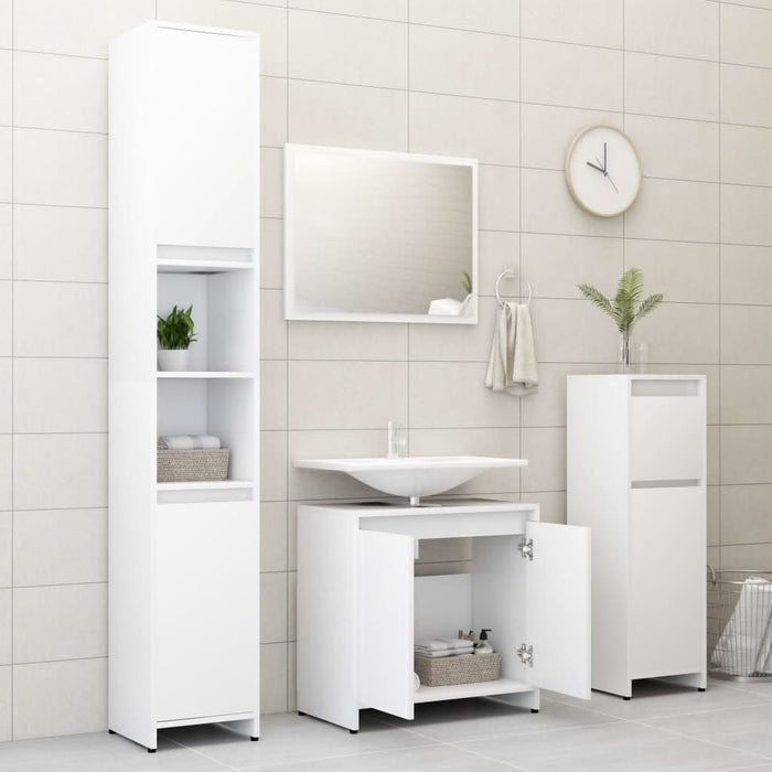 Set mobilier de baie, 3 piese, alb, lemn prelucrat - WALTI WALTI