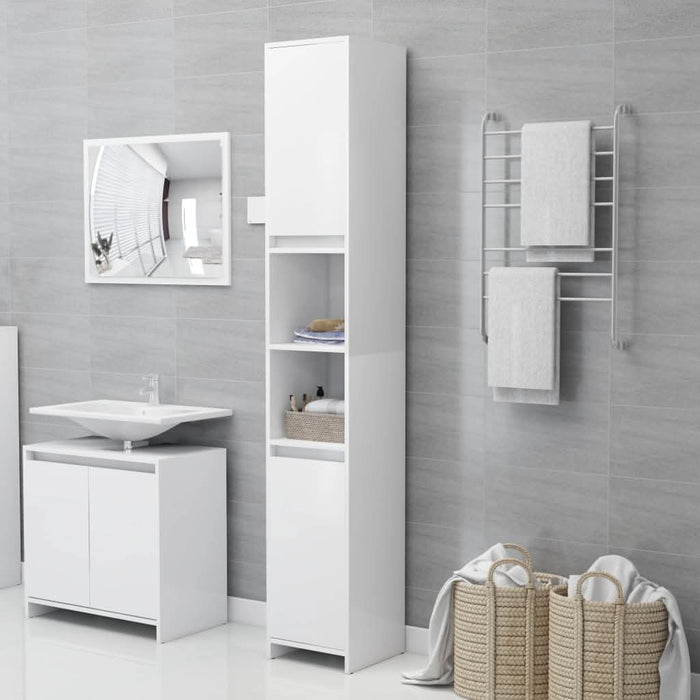 Set mobilier de baie, 3 piese, alb, lemn prelucrat - WALTI WALTI