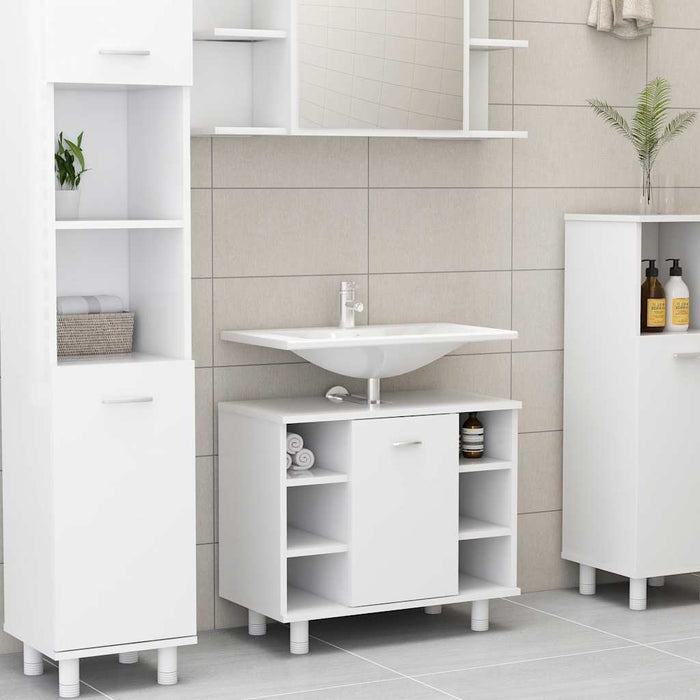 Set mobilier de baie, 3 piese, alb, lemn prelucrat - WALTI WALTI