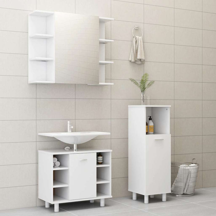 Set mobilier de baie, 3 piese, alb, lemn prelucrat - WALTI WALTI