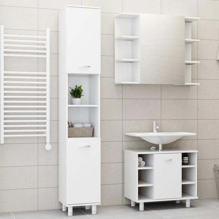 Set mobilier de baie, 3 piese, alb, lemn prelucrat - WALTI WALTI