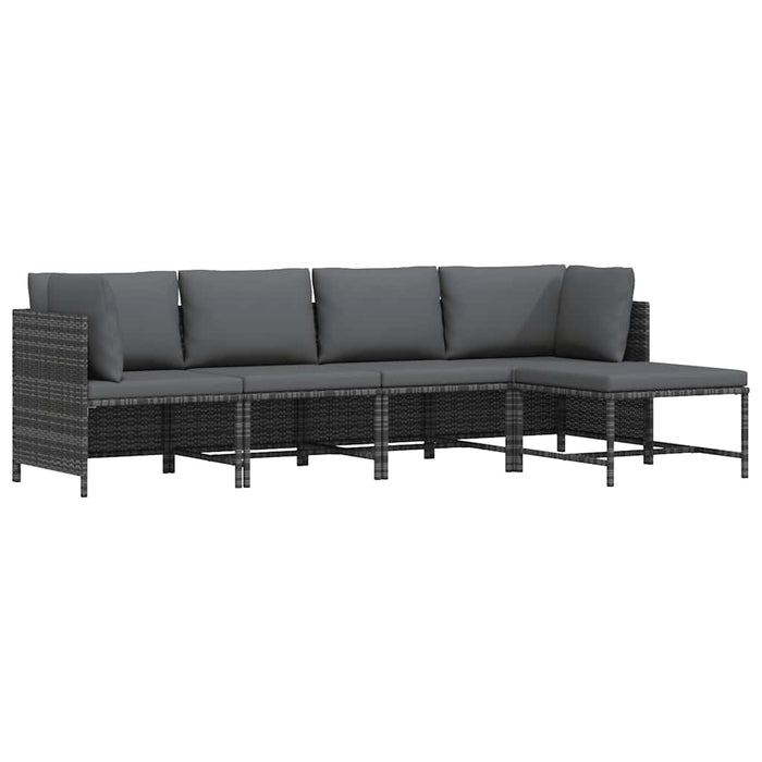 Set mobilier de grădină cu perne, 4 piese, gri, poliratan - WALTI WALTI