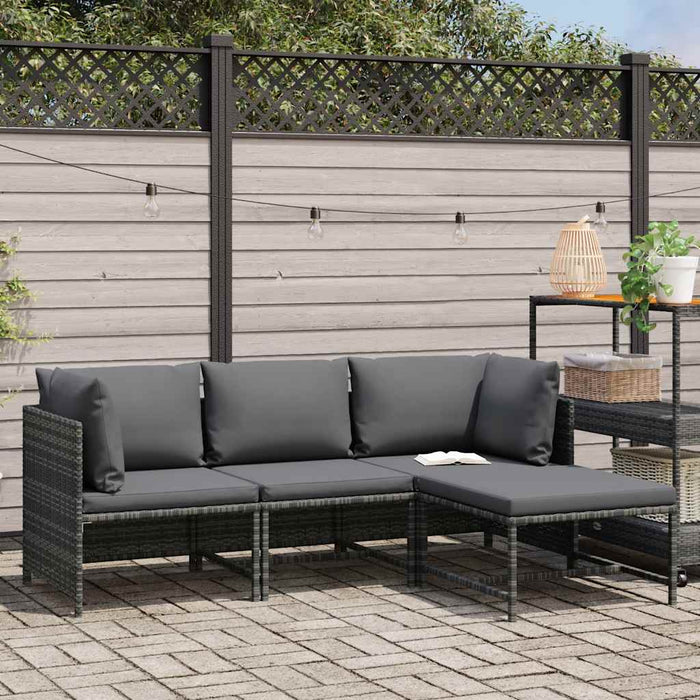 Set mobilier de grădină cu perne, 4 piese, gri, poliratan - WALTI WALTI