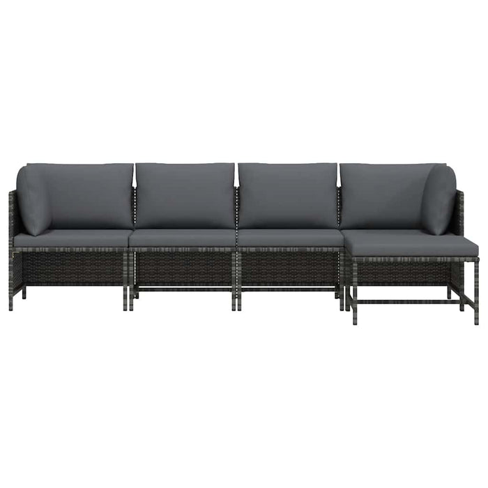 Set mobilier de grădină cu perne, 4 piese, gri, poliratan - WALTI WALTI