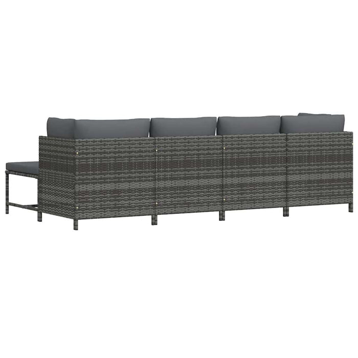 Set mobilier de grădină cu perne, 4 piese, gri, poliratan - WALTI WALTI