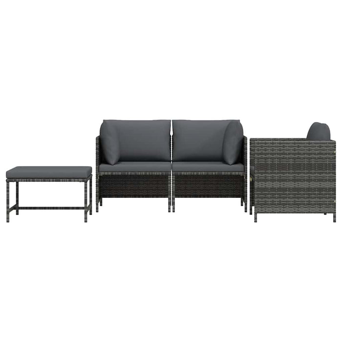 Set canapele de grădină cu perne, 4 piese, gri, poliratan WALTI