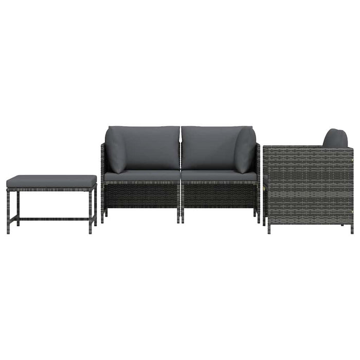 Set canapele de grădină cu perne, 4 piese, gri, poliratan WALTI