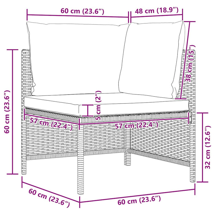 Set canapele de grădină cu perne, 4 piese, gri, poliratan WALTI
