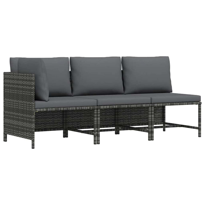 Set mobilier de grădină cu perne, 3 piese, gri, poliratan WALTI