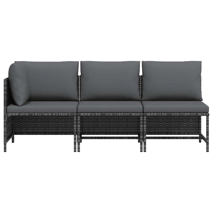 Set mobilier de grădină cu perne, 3 piese, gri, poliratan WALTI