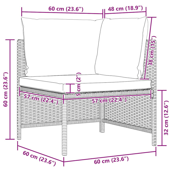 Set mobilier de grădină cu perne, 3 piese, gri, poliratan WALTI