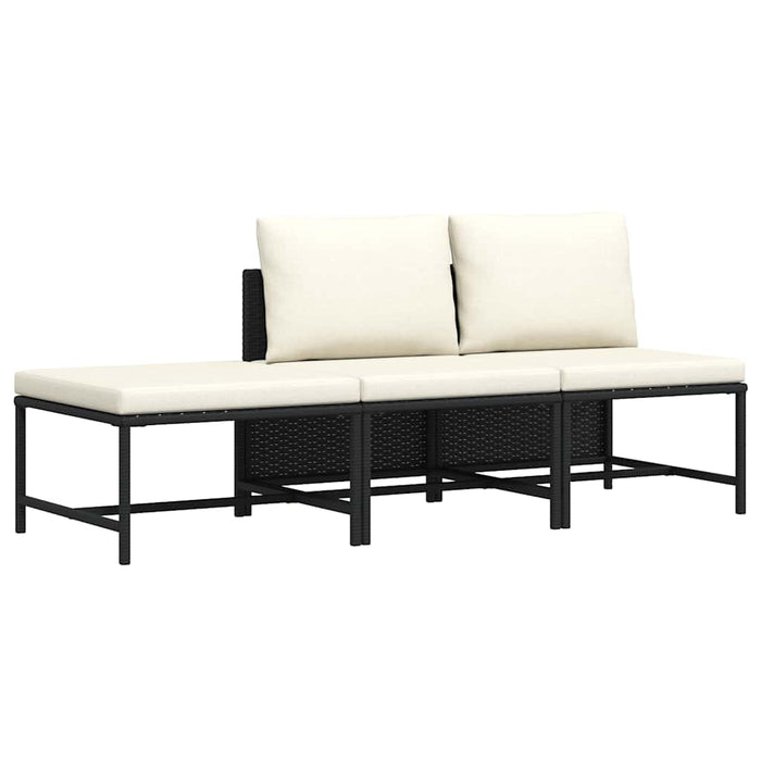 Set mobilier de grădină cu perne, 3 piese, negru, poliratan - WALTI WALTI