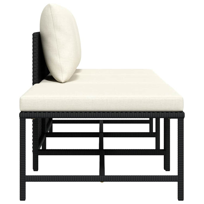 Set mobilier de grădină cu perne, 3 piese, negru, poliratan - WALTI WALTI