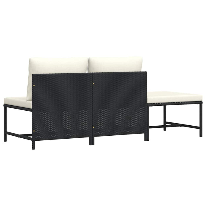 Set mobilier de grădină cu perne, 3 piese, negru, poliratan - WALTI WALTI