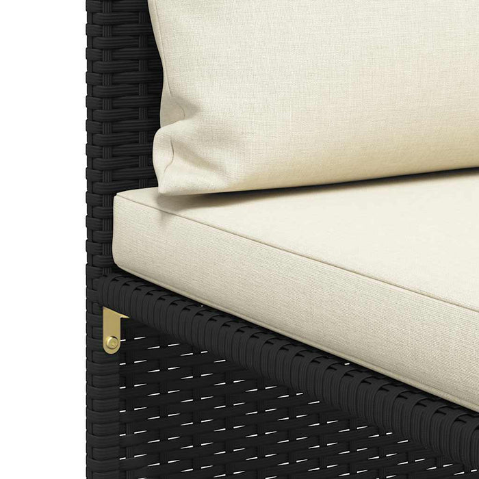 Set mobilier de grădină cu perne, 3 piese, negru, poliratan - WALTI WALTI