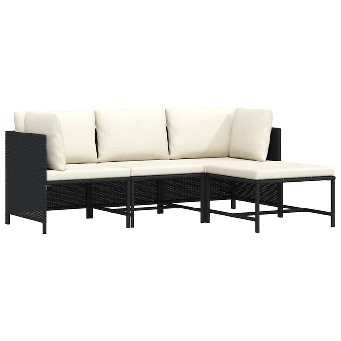 Set mobilier de grădină cu perne, 4 piese, negru, poliratan - WALTI WALTI