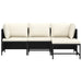 Set mobilier de grădină cu perne, 4 piese, negru, poliratan - WALTI WALTI