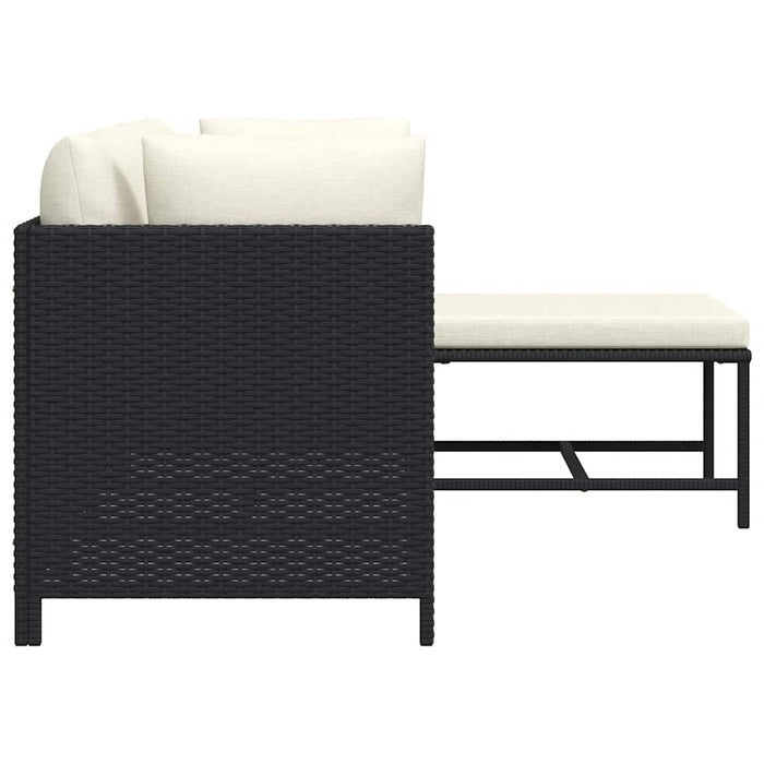 Set mobilier de grădină cu perne, 4 piese, negru, poliratan - WALTI WALTI