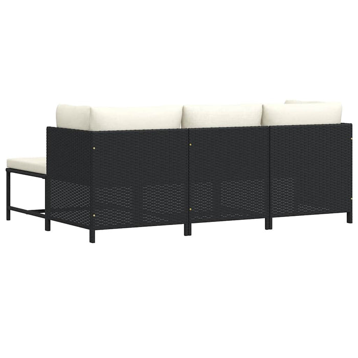 Set mobilier de grădină cu perne, 4 piese, negru, poliratan - WALTI WALTI