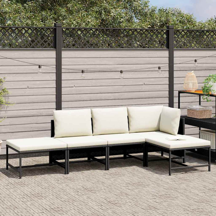 Set mobilier de grădină cu perne, 5 piese, negru, poliratan - WALTI WALTI