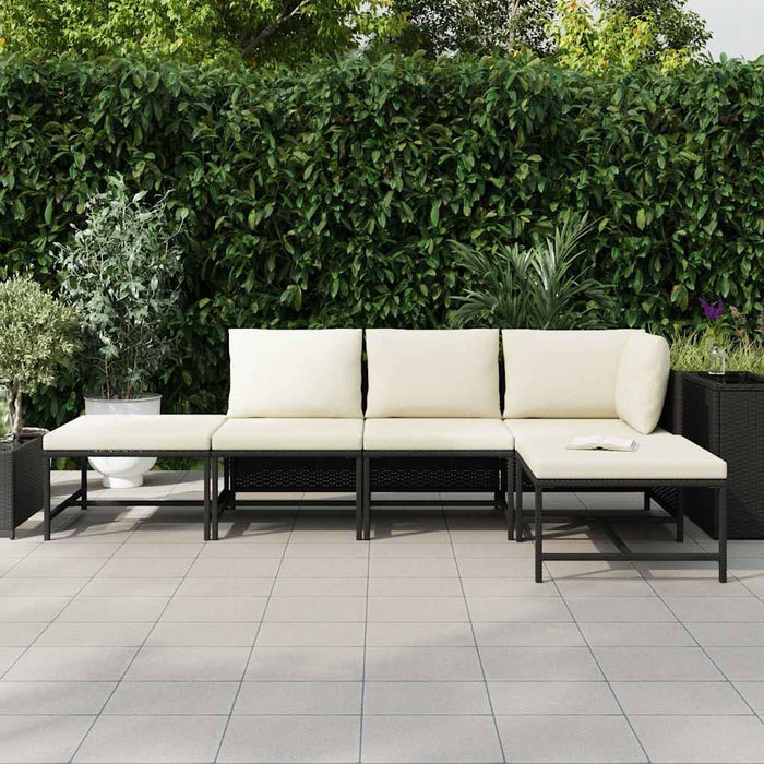 Set mobilier de grădină cu perne, 5 piese, negru, poliratan - WALTI WALTI