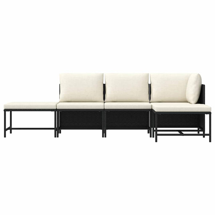 Set mobilier de grădină cu perne, 5 piese, negru, poliratan - WALTI WALTI