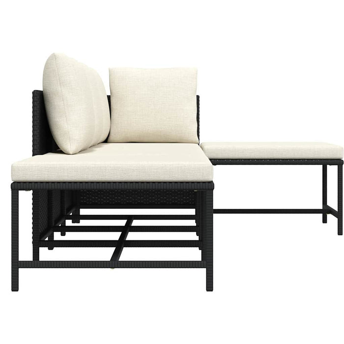 Set mobilier de grădină cu perne, 5 piese, negru, poliratan - WALTI WALTI