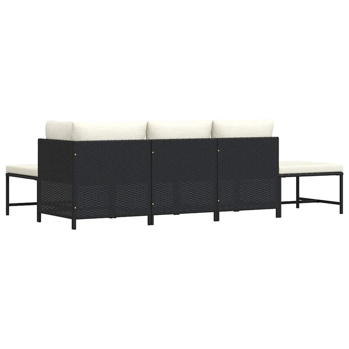 Set mobilier de grădină cu perne, 5 piese, negru, poliratan - WALTI WALTI