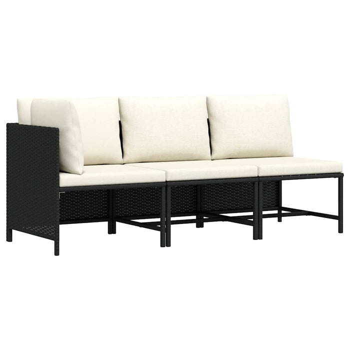 Set mobilier de grădină cu perne, 3 piese, negru, poliratan - WALTI WALTI