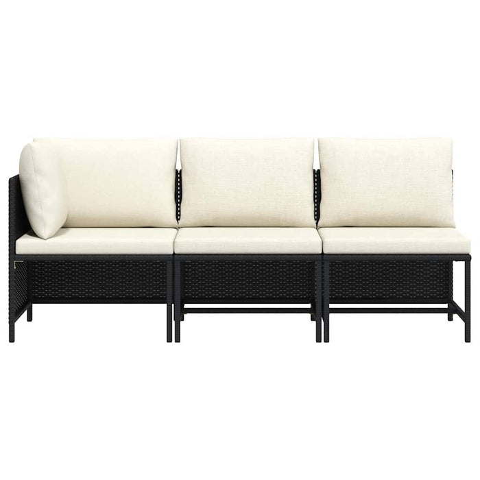 Set mobilier de grădină cu perne, 3 piese, negru, poliratan - WALTI WALTI