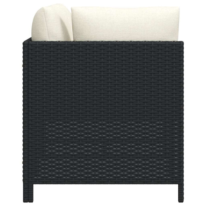 Set mobilier de grădină cu perne, 3 piese, negru, poliratan - WALTI WALTI