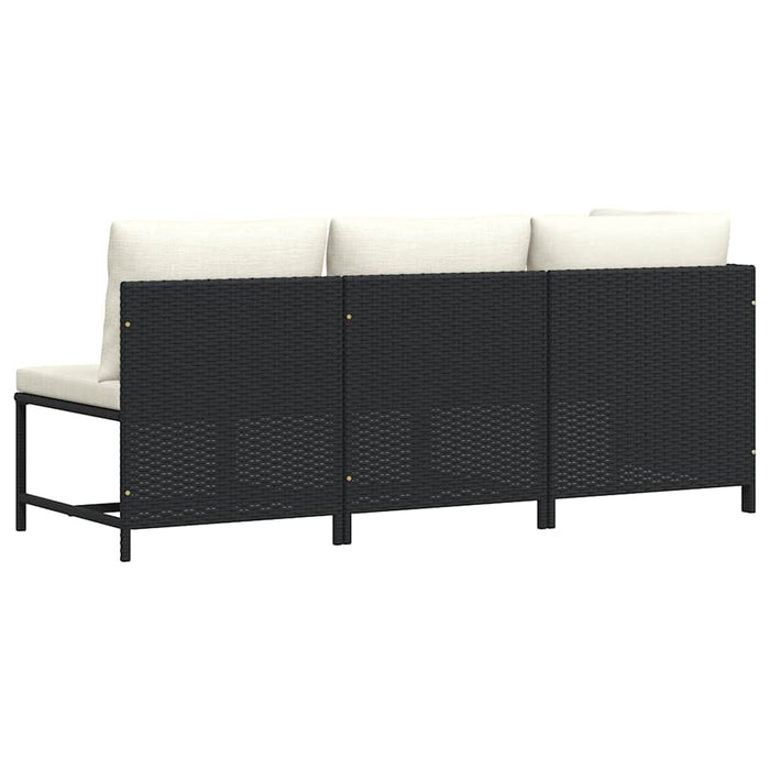 Set mobilier de grădină cu perne, 3 piese, negru, poliratan - WALTI WALTI