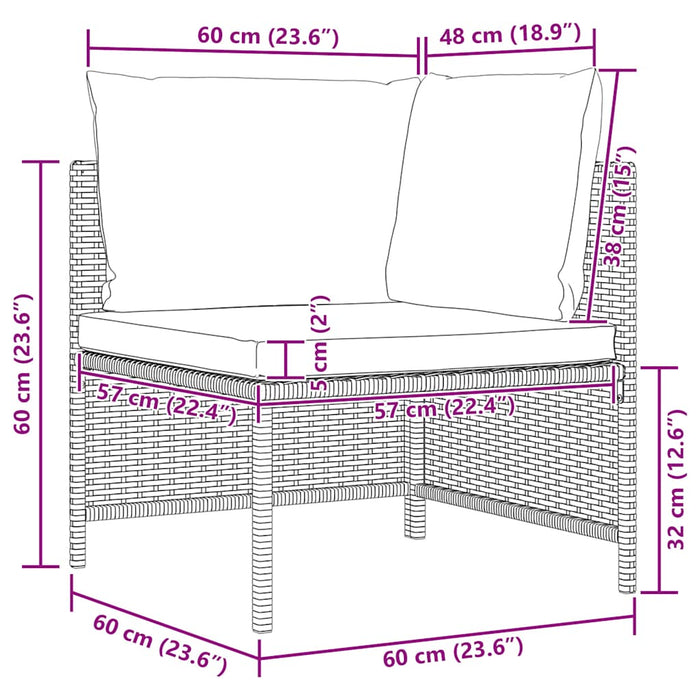 Set mobilier de grădină cu perne, 3 piese, negru, poliratan - WALTI WALTI