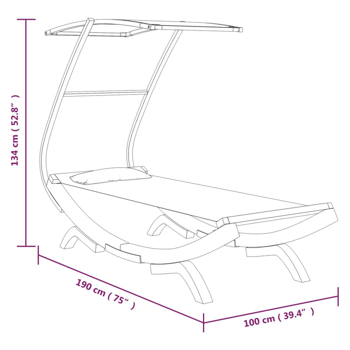 Pat de exterior cu baldachin, crem, 100x190x134 cm, lemn masiv - WALTI WALTI