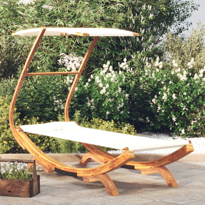 Pat de exterior cu baldachin, crem, 100x190x134 cm, lemn masiv - WALTI WALTI