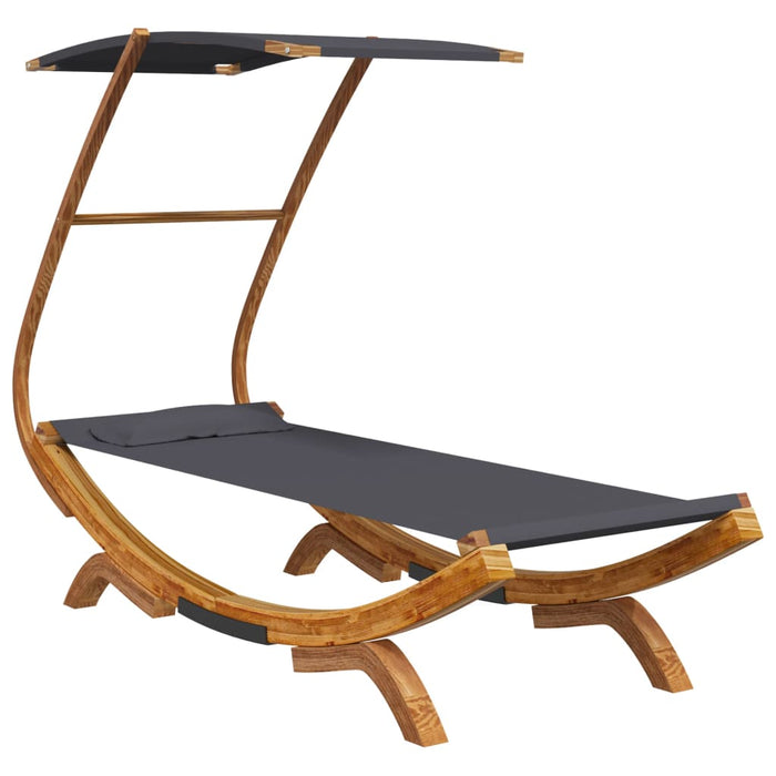 Pat de exterior cu baldachin antracit 100x190x134 cm lemn masiv - WALTI WALTI