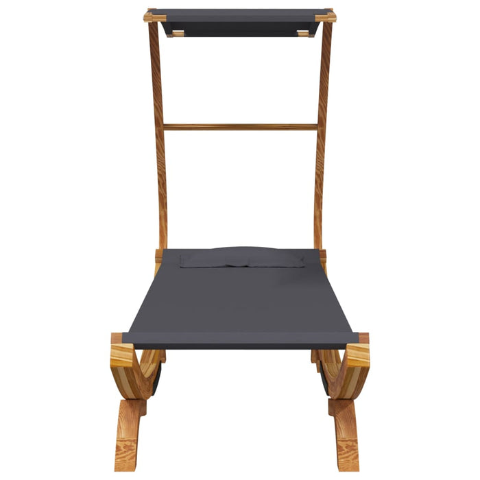 Pat de exterior cu baldachin antracit 100x190x134 cm lemn masiv - WALTI WALTI