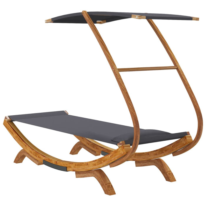 Pat de exterior cu baldachin antracit 100x190x134 cm lemn masiv - WALTI WALTI