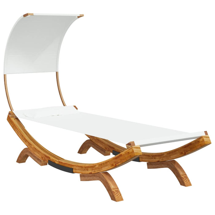 Pat de exterior cu baldachin, crem, 100x200x126 cm, lemn masiv - WALTI WALTI
