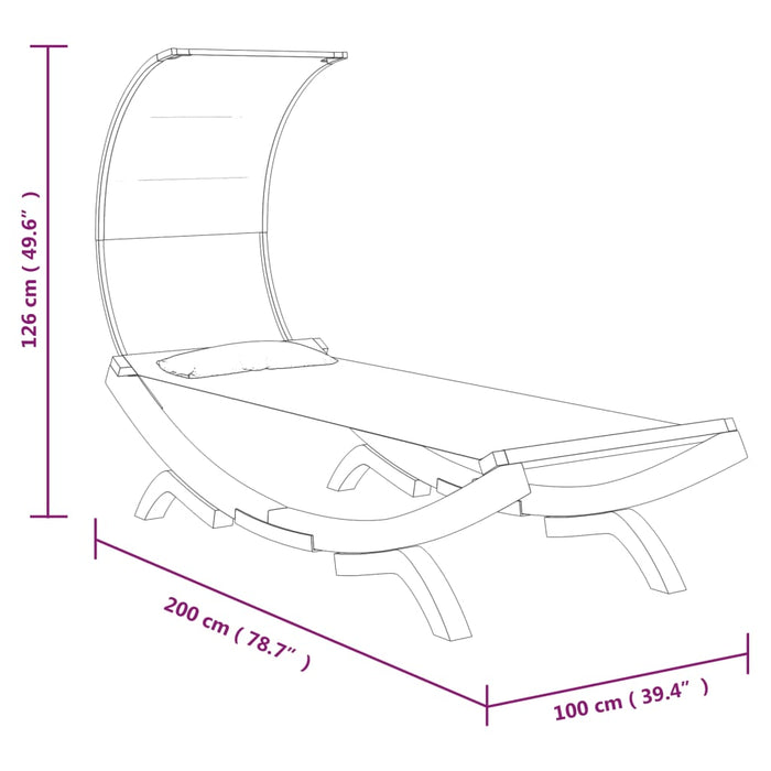 Pat de exterior cu baldachin, crem, 100x200x126 cm, lemn masiv - WALTI WALTI