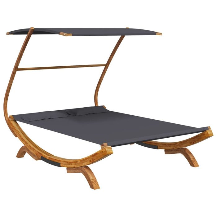Pat de exterior cu baldachin antracit 165x203x138 cm lemn masiv - WALTI WALTI