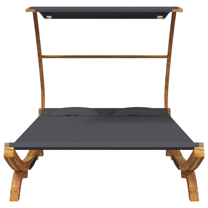 Pat de exterior cu baldachin antracit 165x203x138 cm lemn masiv - WALTI WALTI
