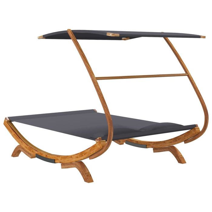 Pat de exterior cu baldachin antracit 165x203x138 cm lemn masiv - WALTI WALTI